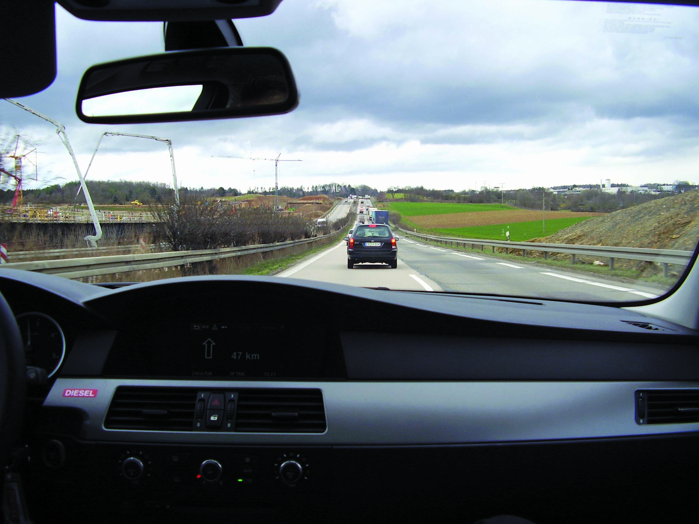 view from inside of the car 