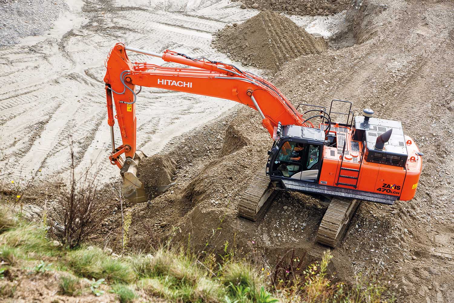 Hitachi excavator at Swiss quarry site