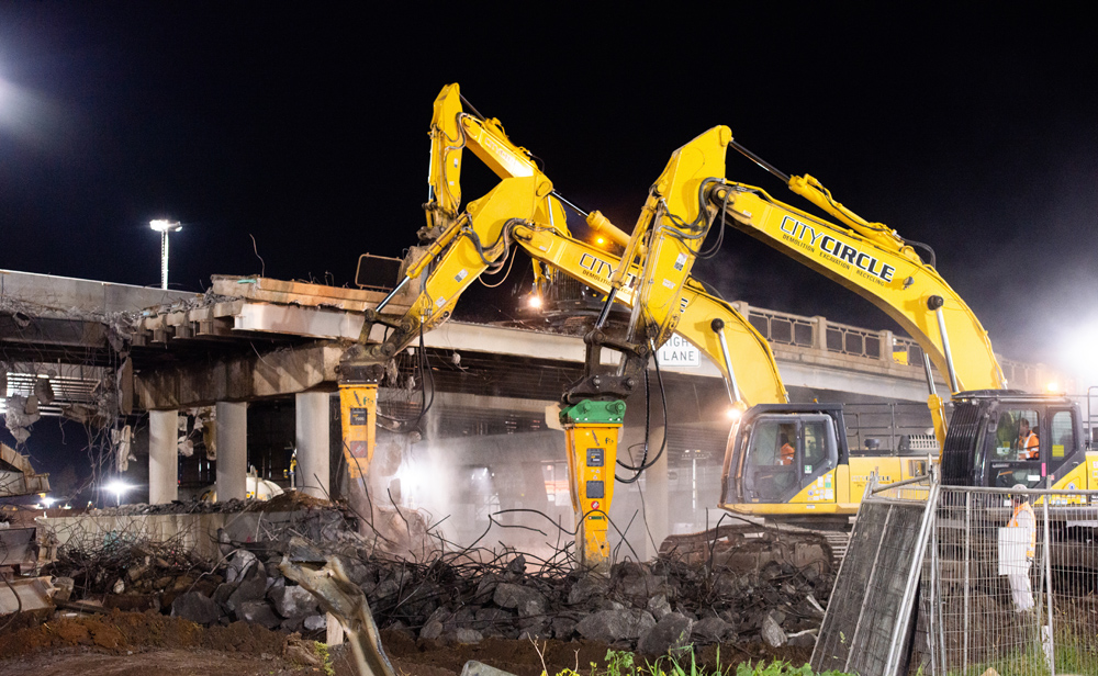 Hydraulic hammers from Indeco have proven their worth on a tough bridge demolition job in Australia