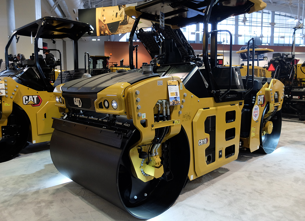 Caterpillar’s CB10 compactor is offered with oscillation on the rear drum