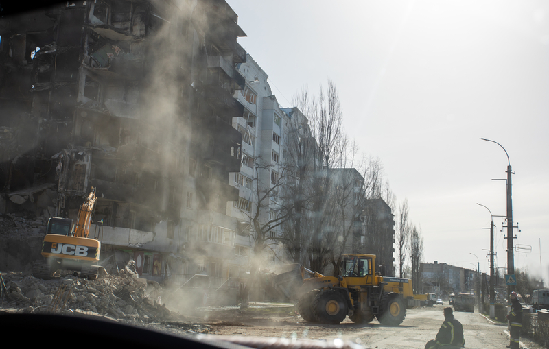 The streets of Borodyanka, Ukraine, after a Russian attack on April 18, 2022 (image © Alexander Ishchenko/Dreamstime)