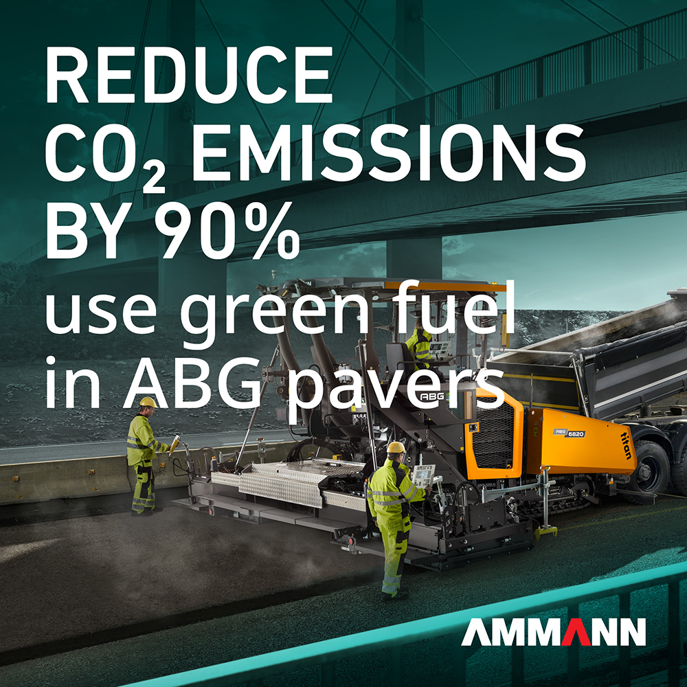 Green fuel reduces CO2 emissions by 90% | New ABG Pavers filled with HVO