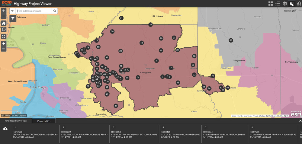 Users quickly access information on projects across the state