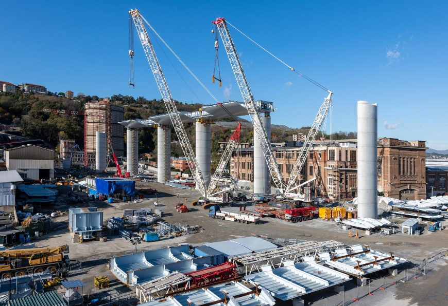 The real bridge follows the path of the ill-fated Morandi Bridge  (photo courtesy Salini Impregilo/Webuild)