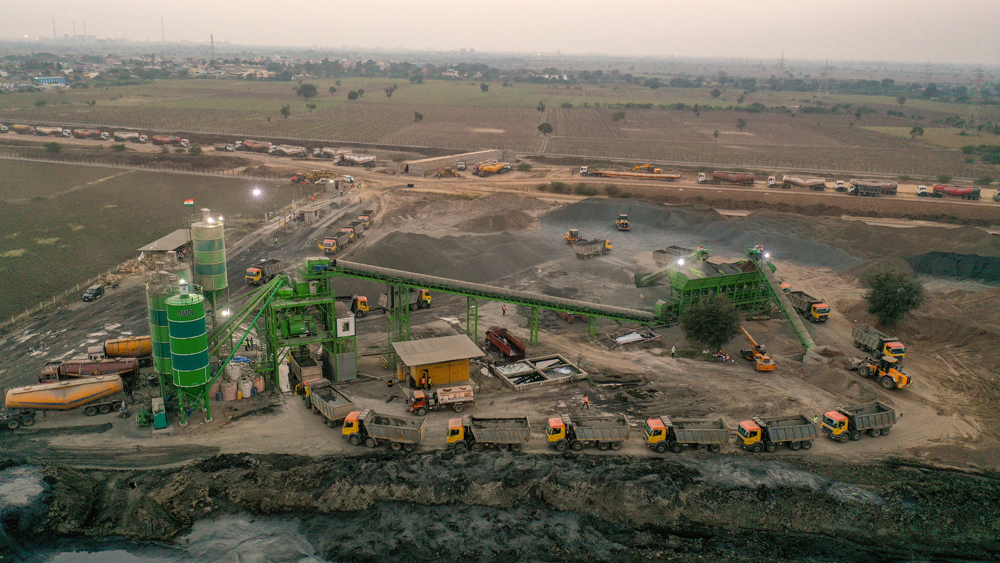 Trucks were on hand to transport the concrete to site