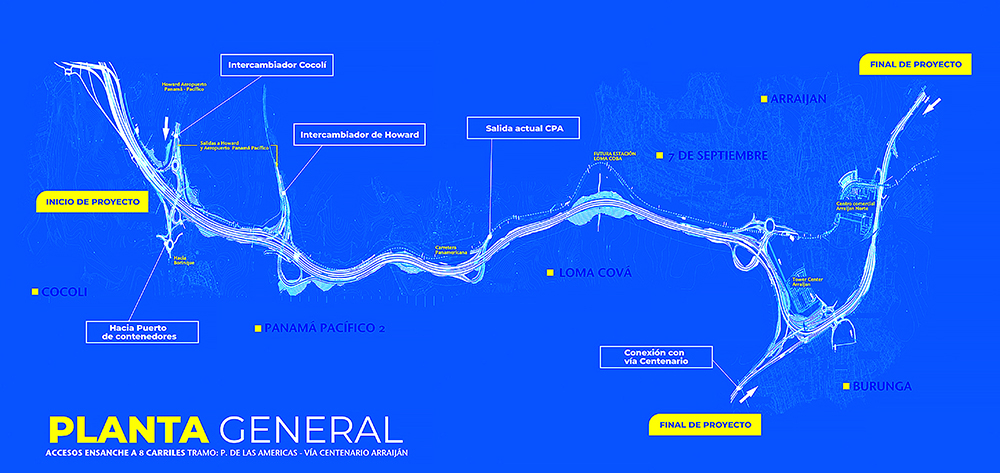 Map of the expansion project of the Pan-American Highway  (image courtesy of Public Works Ministry of Panama (MOP))