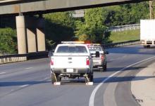 GPR equipment behind a vehicle for fast analysis