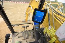 The huge screen in the excavator delivers a range of data