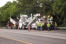 Shuttle Buggy, paving on I-75 in Ringgold, Georgia