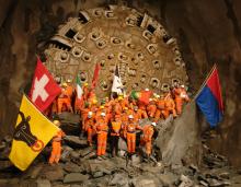 drilling a tunnel under the Alps in Switzerland