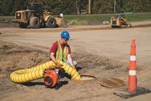 underground work area being ventilated