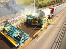 Asphalt laying on the Tamar Bridge, South West England