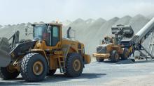 The Volvo wheeled loaders get dusty