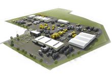 Computer-generated image of Doka’s logistics centre 