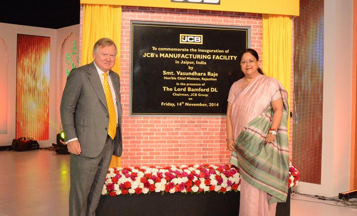 JCB chairman Lord Bamford and Vasundhara Raje