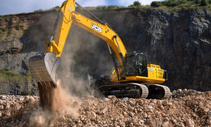 A 50-tonne JCB JS500 tracked excavator