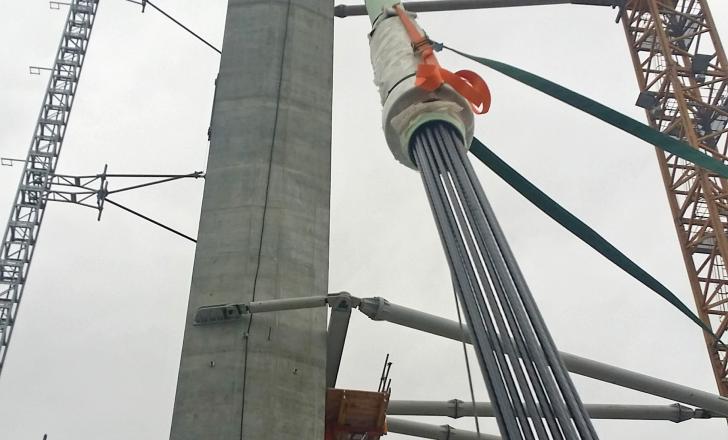 Steel strands inside the stay pipe