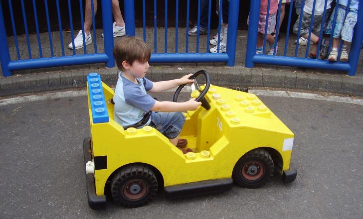 Child in Lego Car