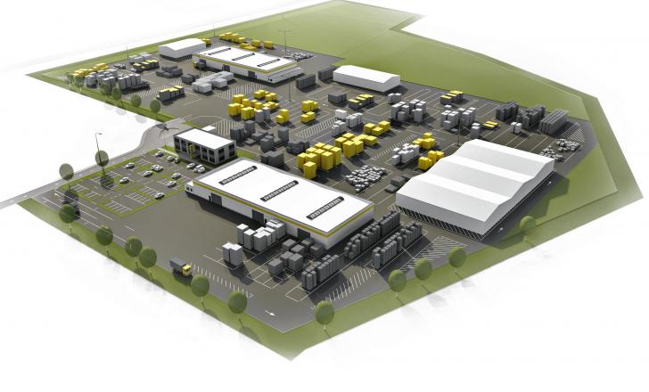 Computer-generated image of Doka’s logistics centre 