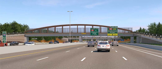 Michigan Interchange pedestrian bridges over the I-75, as part of the Gordie Howe International Bridge project between the US and Canada (photo courtesy of WDBA)