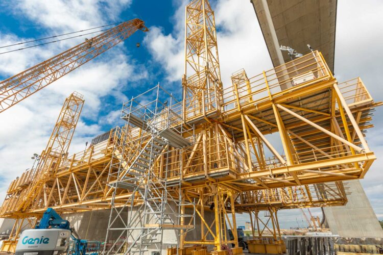 Construction of the pylons for Houston’s Ship Channel Bridge is being paused for redesign work to be carried out, though other portions of the link are still being built: Image © courtesy of Harris County Toll Road Authority