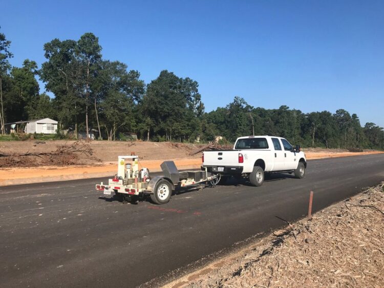 The SH 249 Extension Project in the US state of Texas: 100% coverage testing via proof rolling (photo courtesy Transtec Group)