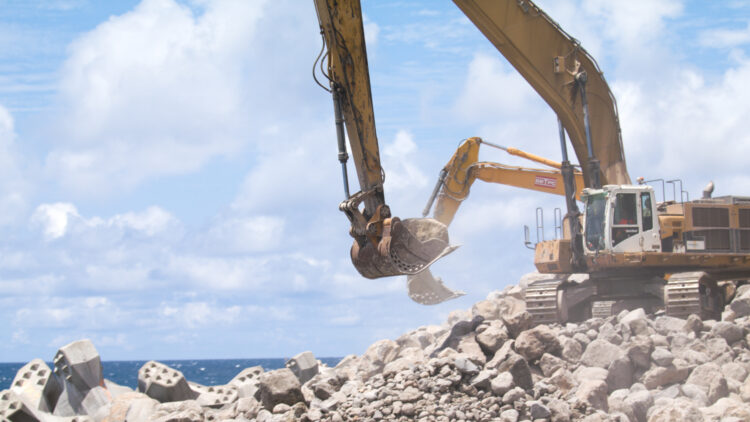 Construction work may be slowed by the closure of a quarry on Reunion Island that was supplying materials for the new coastal road project – image © courtesy of Topcon Positioning