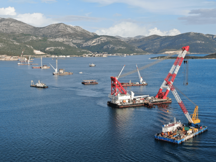 CRBC started construction in the Bay of Mali Ston in January 2019 (photo courtesy of Hrvatske ceste/Croatian Roads Authority)