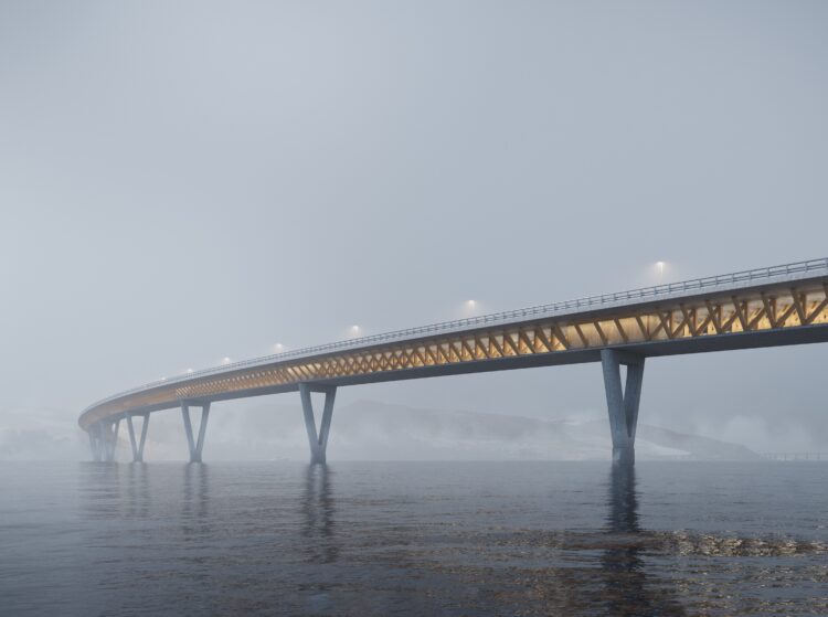 A new bridge is planned in Norway to carry the E6 highway across Lake Mjøsa - image © courtesy BESIX