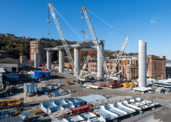 The real bridge follows the path of the ill-fated Morandi Bridge (photo courtesy Salini Impregilo/Webuild)
