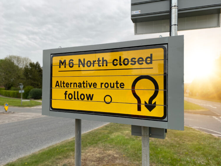 Prism signs use rotating planks of aluminium to display up to three messages