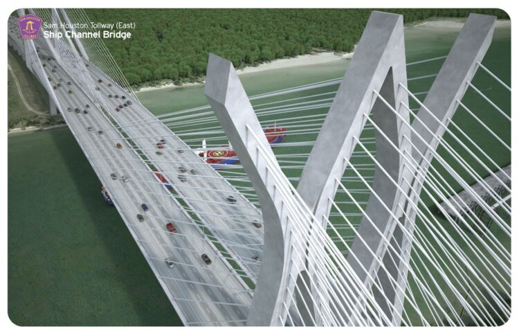The cable-stayed bridge's 400m-long main span crosses over the Houston Ship Channel (image courtesy Harris County Toll Road Authority)