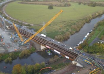 The Carrington Bridge is the first in the UK to feature a new steel grade - image © courtesy of Alun Griffiths Contractors Ltd