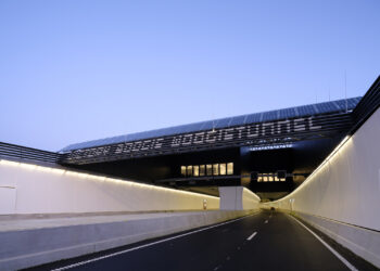 Solar panels adorn the entrances of the Victory Boogie Woogie Tunnel in The Hague, Netherlands (photo © Ossip van Duivenbode)