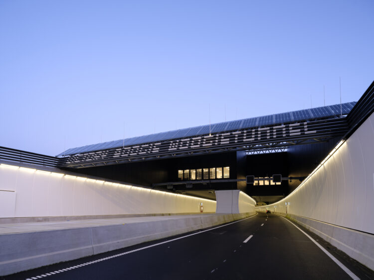 Solar panels adorn the entrances of the Victory Boogie Woogie Tunnel in The Hague, Netherlands (photo © Ossip van Duivenbode)