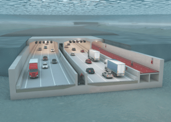 Each immersed element will be 160m long and a weigh about 60,000 tonnes (image courtesy BAM Contractors)