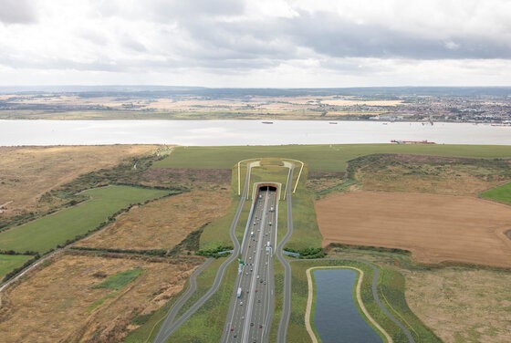 The €2.23 billion Lower Thames Crossing - the most environmentally sustainable road project in the UK (north entrance)