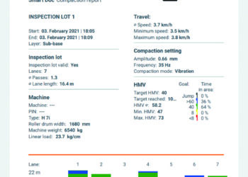 With the Smart Doc app, a test report can be automatically created and sent as a PDF – an easy but nevertheless reliable and accurate basic proof of continuous compaction control
