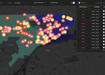 With a map that shows the locations and severity of potholes - generated from tactile data transmitted from vehicles – road agencies can identify new and deteriorating potholes and dispatch maintenance teams in a timely fashion. Similar maps are usually created manually based on reports from citizens and city workers