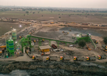Trucks were on hand to transport the concrete to site