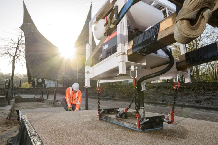 Installation of a footpath at Efteling Amusement Park, a fantasy-themed amusement park in Kaatsheuvel, the Netherlands (image courtesy PlasticRoad)