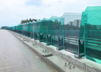 The PostFree system is held by a steel plate, or a steel “foot”, that is embedded into or bolted onto the cement curb or a bridge’s superstructure