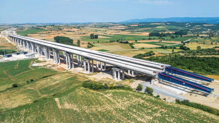 A landscape view of the viaduct which cuts across the Gallipoli Peninsula in south-western Turkey