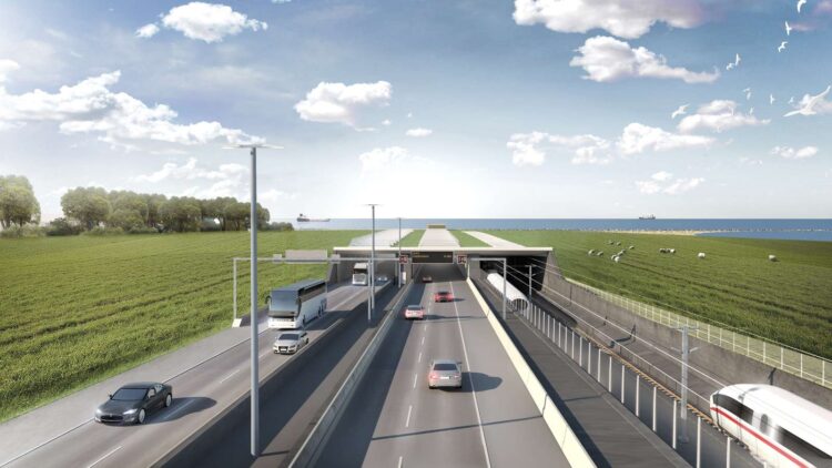 Portal area on Puttgarden: the tunnel will consist of 79 standard 217m-long elements around 10m high with two highway tubes, one emergency tube and two rail tubes (image courtesy Femern)