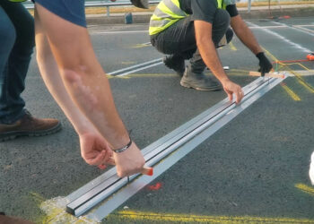 Because of the slim shape of Kistler’s Lineas quartz WIM sensors no massive cuts in the road are necessary for installation (image courtesy Kistler Group)