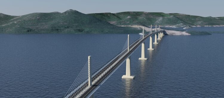 The bridge connects Croatia’s mainland at the town of Komarna with the town of Brijesta on the Pelješac peninsula (image courtesy Hrvatske Ceste)