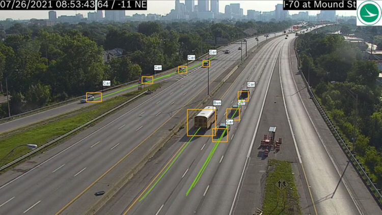 When integrated with Intelligent Video Analytics, Traffic Detector data is augmented with object speed, GPS location and colour (image courtesy Bosch Security)