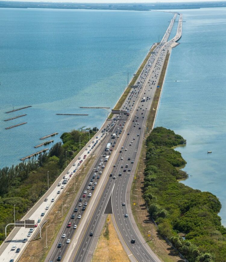 Work is underway on the upgrade of the Howard Frankland Bridge in Tampa Bay, Florida – image courtesy of FDOT