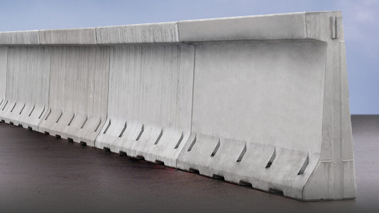 The anchored REBLOC 185A precast concrete barrier offers the best protection against errant vehicles