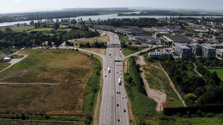 The existing Steveston Interchange in Richmond, British Columbia, will be removed when the new one opens in 2025, five years before the nearby new Massey Tunnel is finished (image courtesy BC Ministry of Transportation)